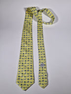 Hermès silk tie yellow horse, jockey and rocking horse 5313 TA