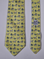 Hermès silk tie yellow horse, jockey and rocking horse 5313 TA