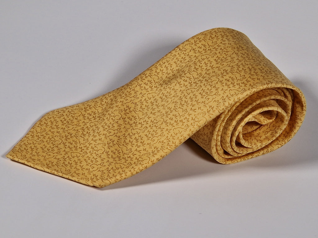 Hermès silk tie yellow rabbits Hermès 5314 TA