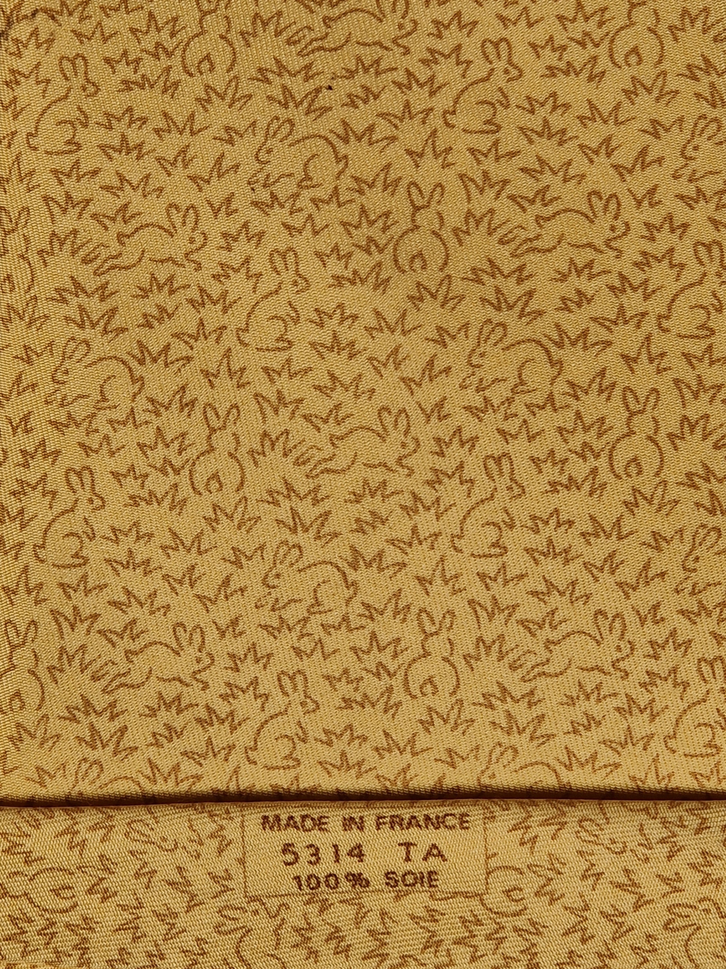 Hermès silk tie yellow rabbits Hermès 5314 TA