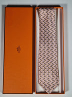 Hermès silk tie pnk equestrian pattern 5321 TA with box