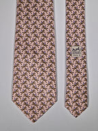 Hermès silk tie pnk equestrian pattern 5321 TA with box
