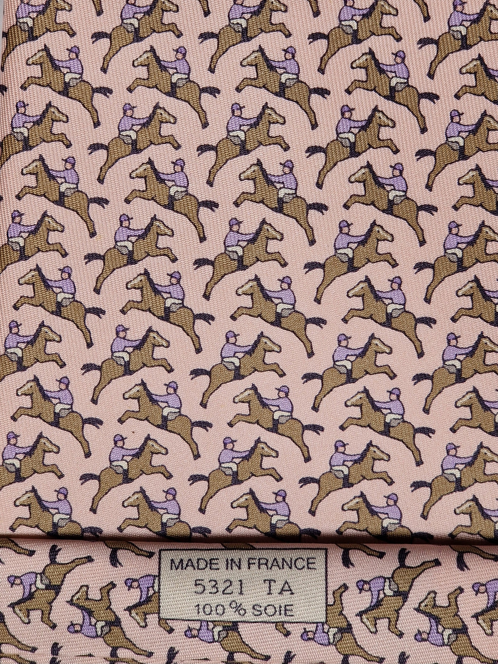 Hermès silk tie pnk equestrian pattern 5321 TA with box