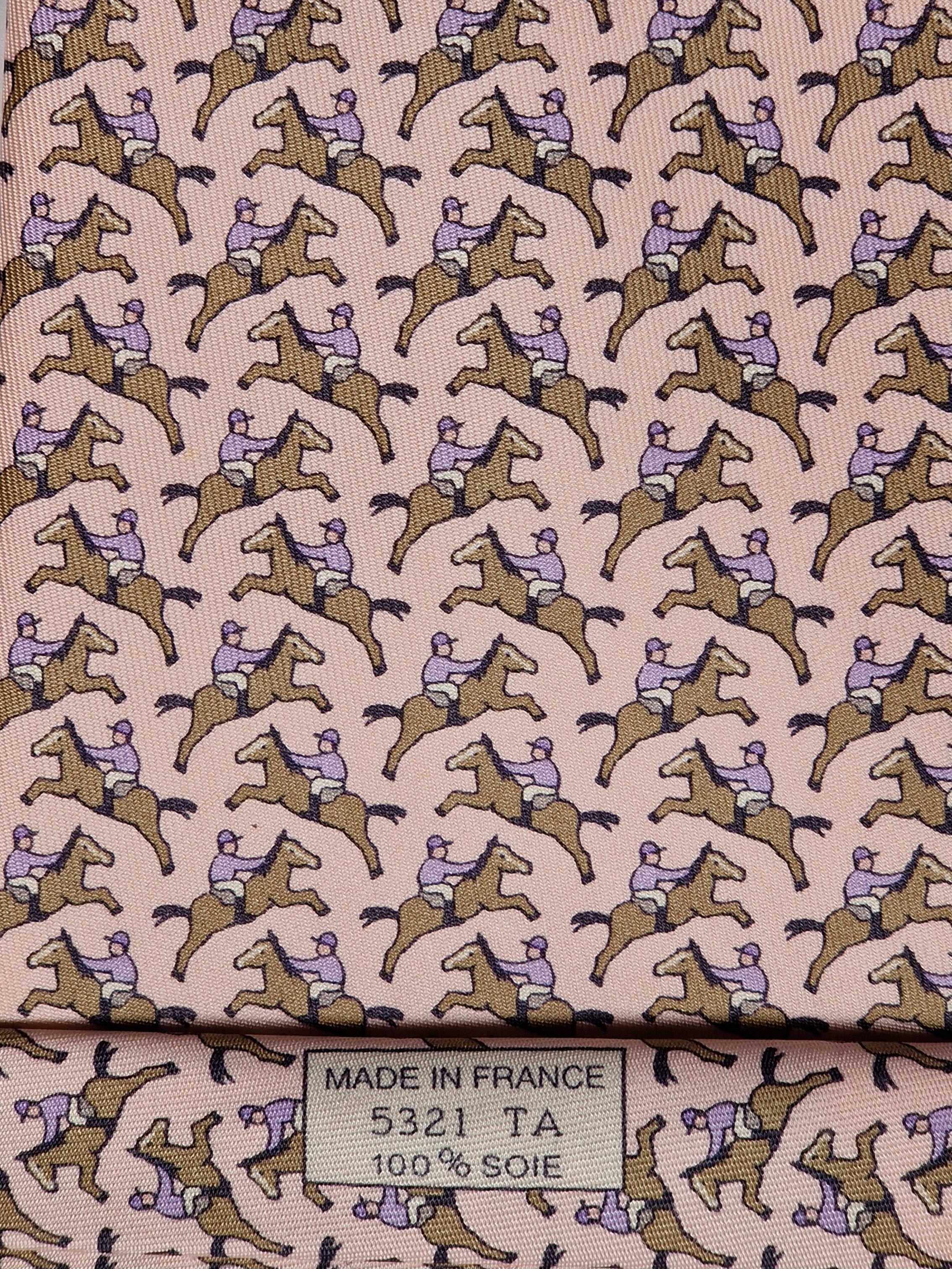 Hermès silk tie pnk equestrian pattern 5321 TA with box