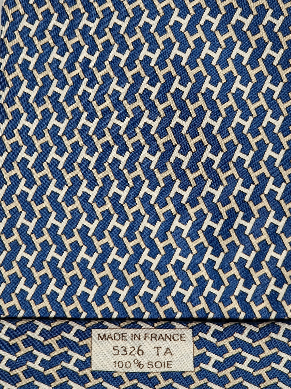 Hermès silk tie blue H pattern 5326 TA