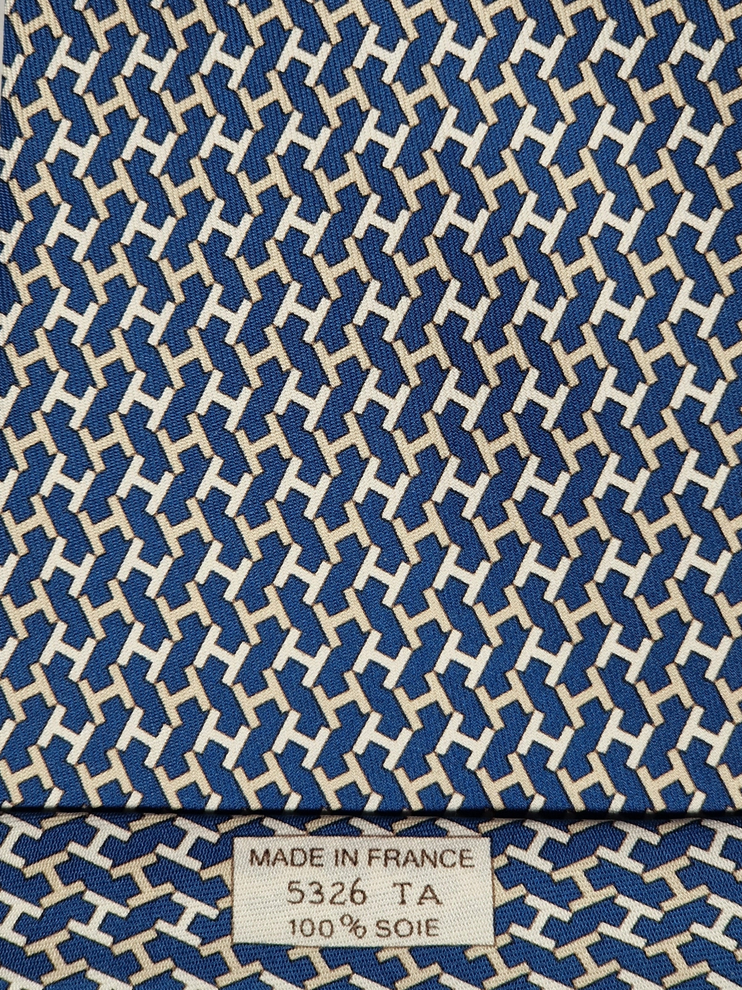 Hermès silk tie blue H pattern 5326 TA