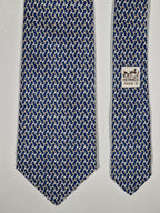 Hermès silk tie blue H pattern 5326 TA