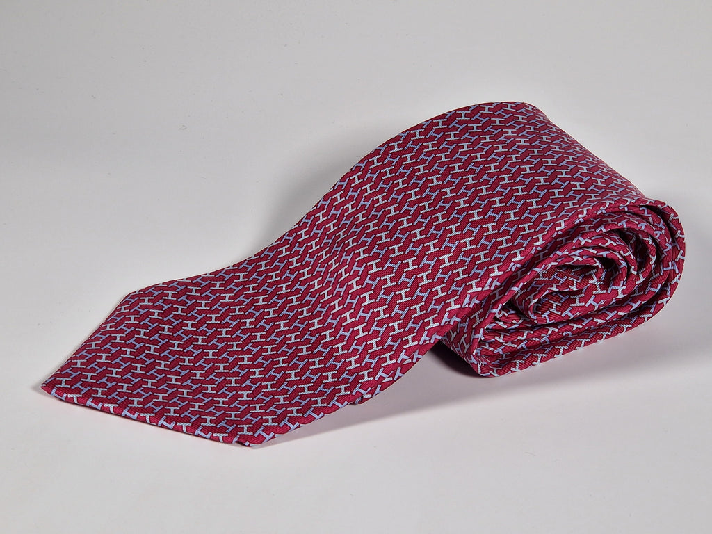 Hermès silk tie red H pattern Hermès 5326 TA
