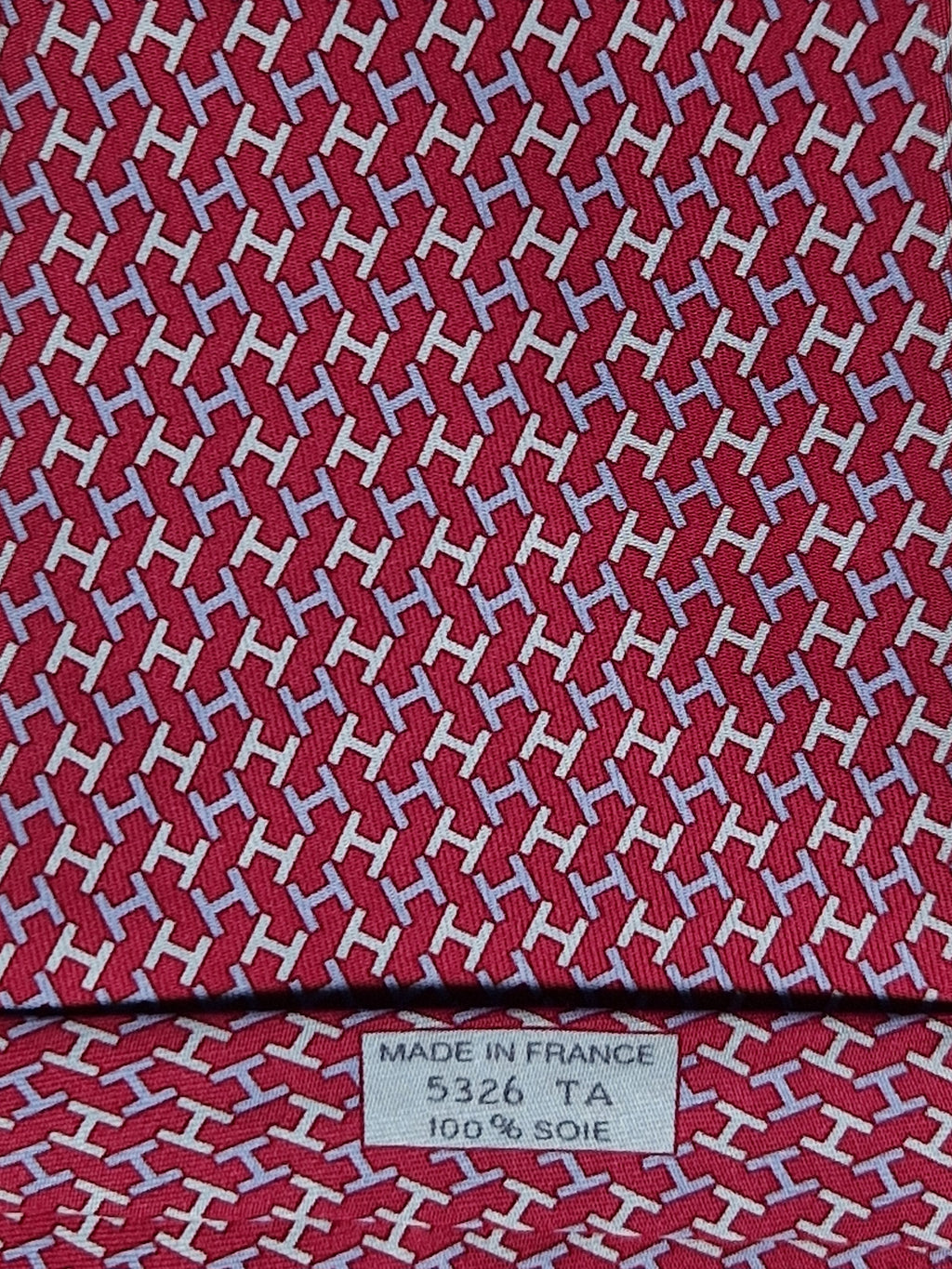 Hermès silk tie red H pattern Hermès 5326 TA