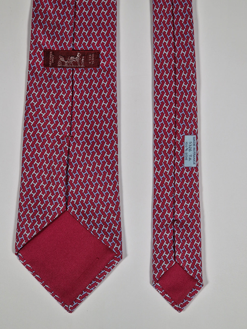 Hermès silk tie red H pattern Hermès 5326 TA