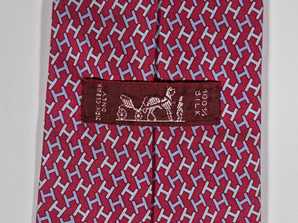 Hermès silk tie red H pattern Hermès 5326 TA