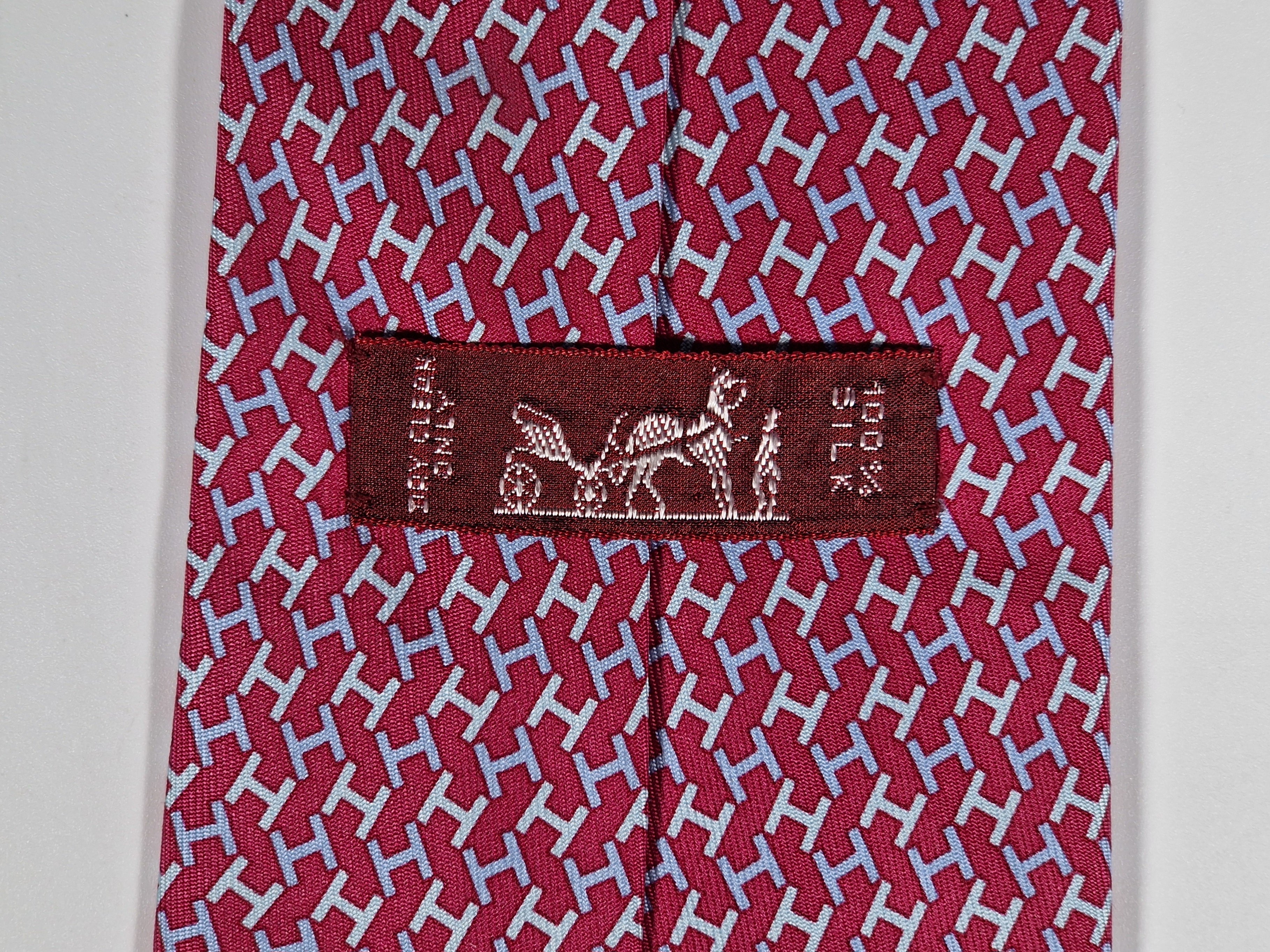 Hermès silk tie red H pattern Hermès 5326 TA