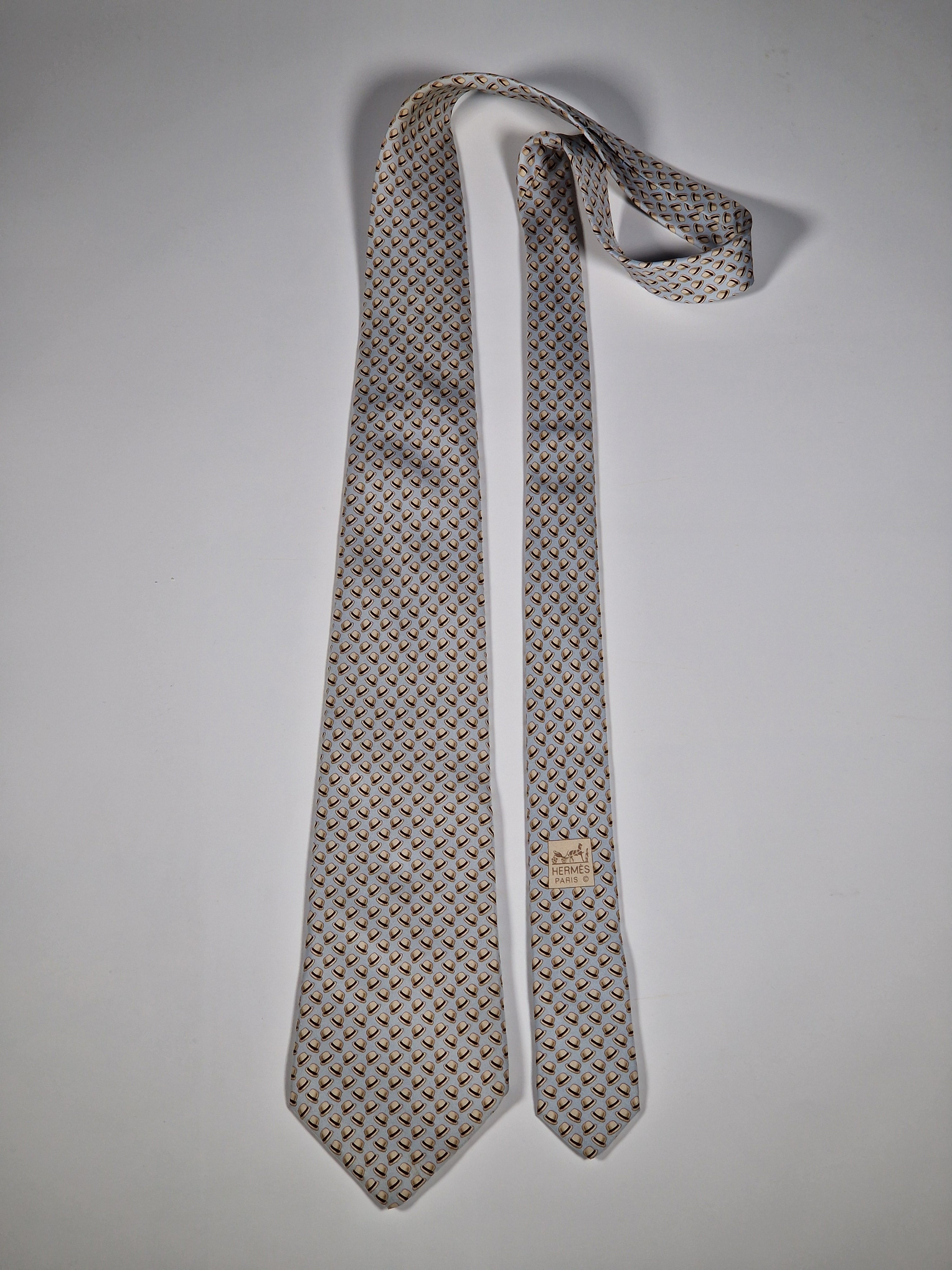 Hermès silk tie blue Hats 5329 TA
