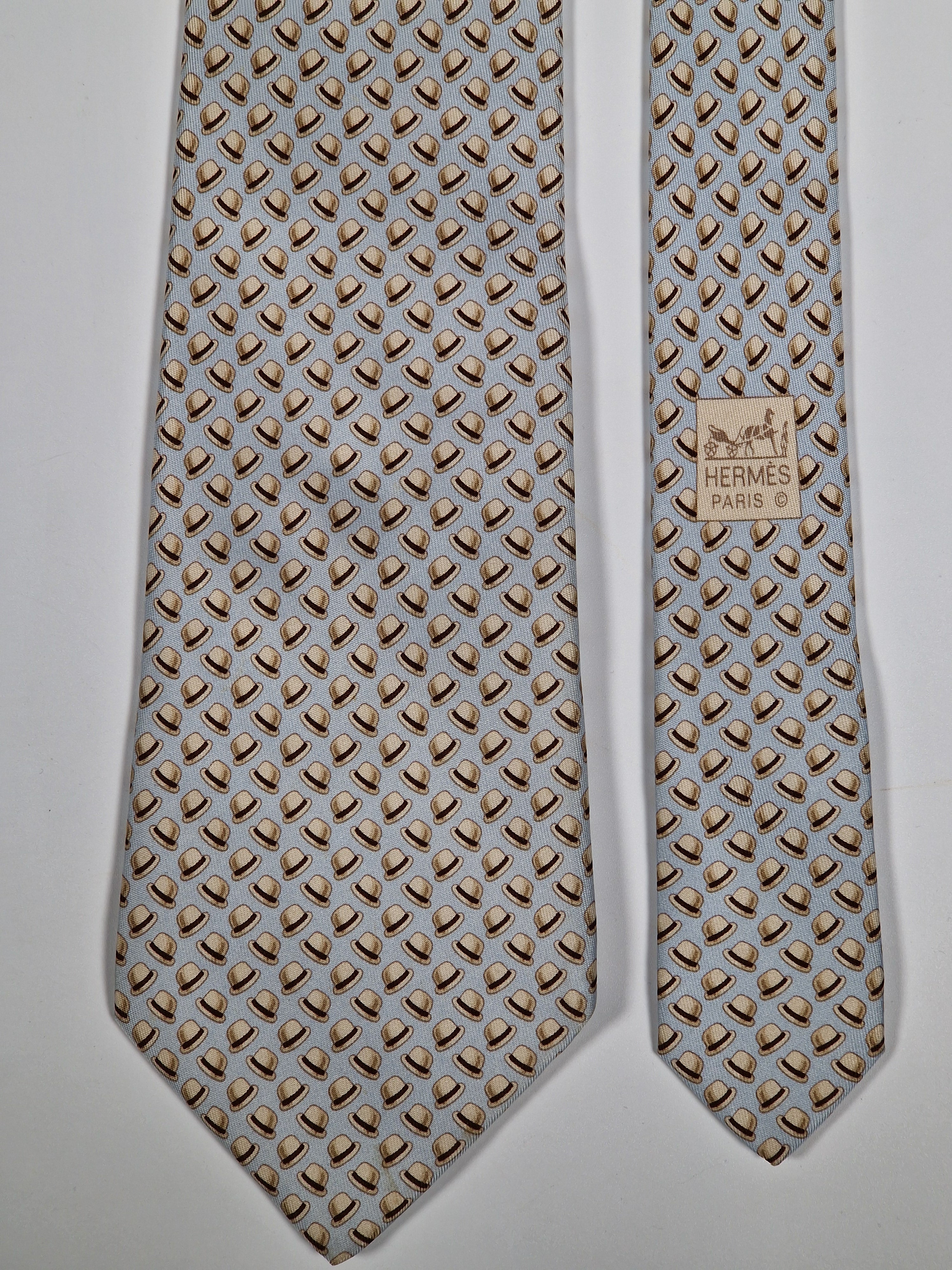 Hermès silk tie blue Hats 5329 TA
