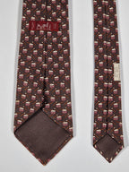 Hermès silk tie brown with drums 5345 TA