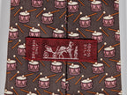 Hermès silk tie brown with drums 5345 TA