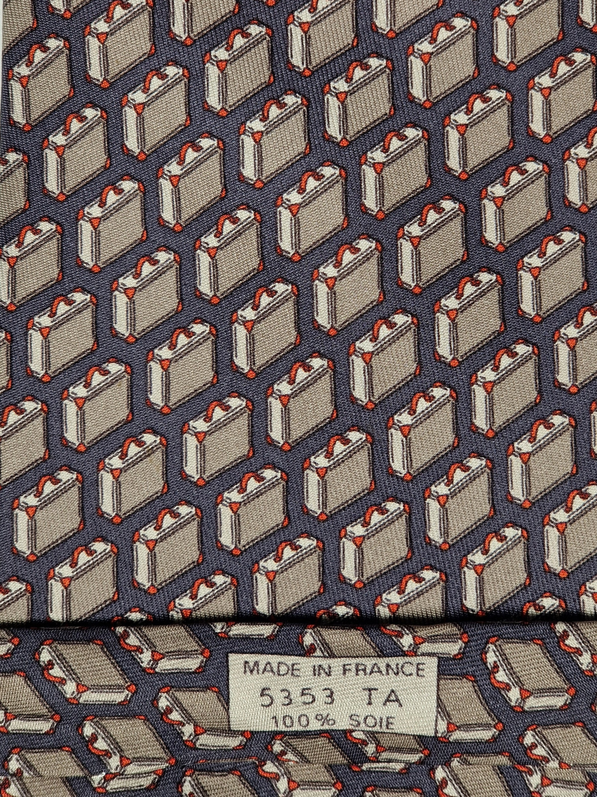 005353 Hermès tie grey whimsical attaché case 5353 TA