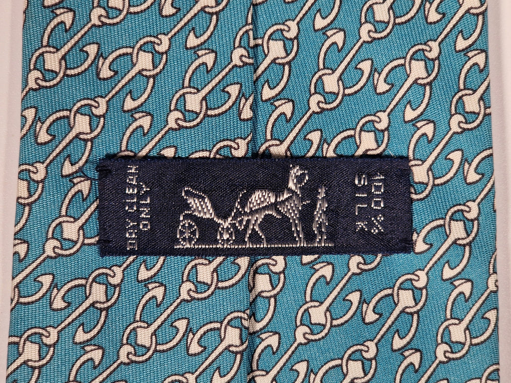 005358 Hermès tie blue anchor pattern 5358 OA