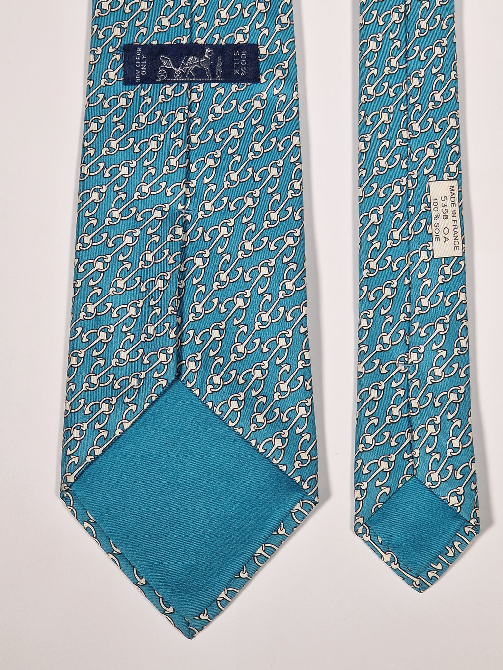005358 Hermès tie blue anchor pattern 5358 OA