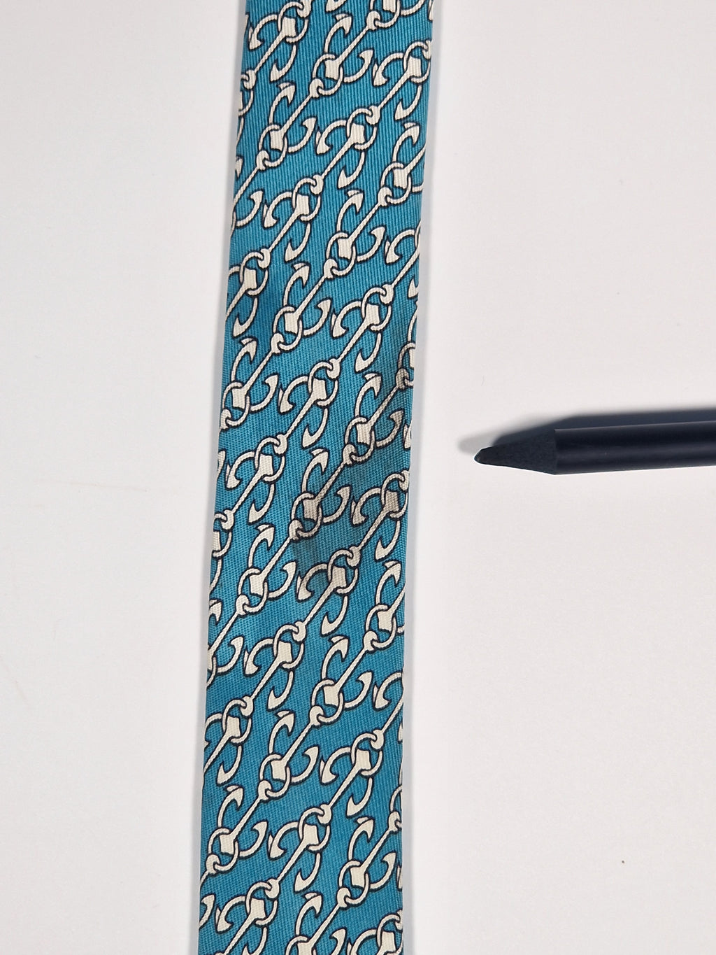 005358 Hermès tie blue anchor pattern 5358 OA