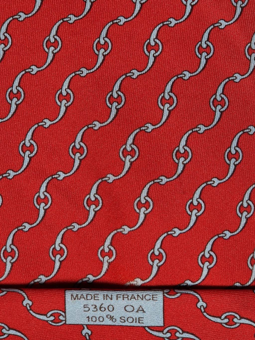 Hermès silk tie red equestrian pattern 5360 OA