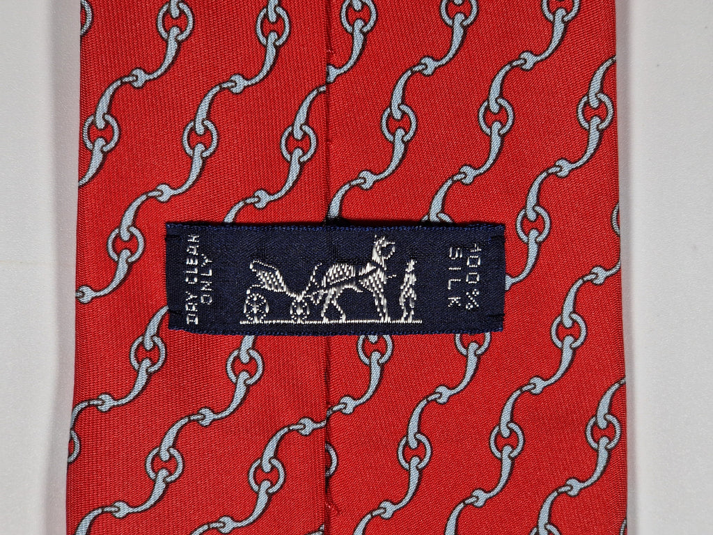 Hermès silk tie red equestrian pattern 5360 OA