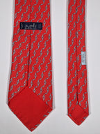 Hermès silk tie red equestrian pattern 5360 OA