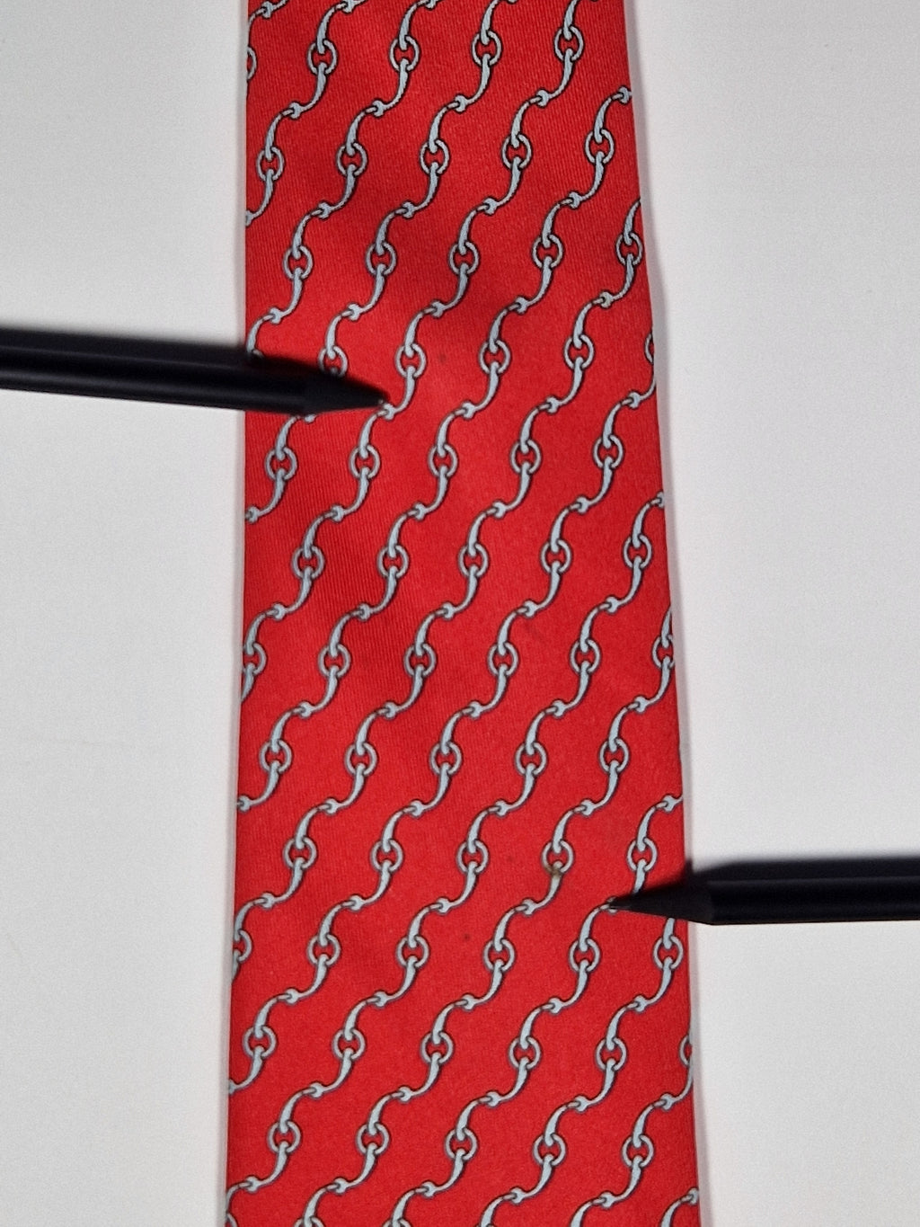 Hermès silk tie red equestrian pattern 5360 OA