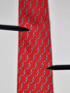 Hermès silk tie red equestrian pattern 5360 OA