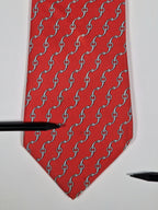 Hermès silk tie red equestrian pattern 5360 OA