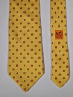 Hermès silk tie yellow H pattern 5361 OA