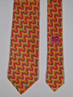 Hermès silk tie multicolor geometric pattern 5377 OA