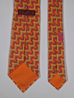 Hermès silk tie multicolor geometric pattern 5377 OA