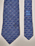 005382 Hermès tie blue tiger and monkey 5382 OA