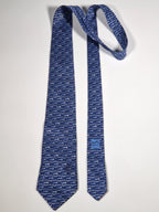 005382 Hermès tie blue tiger and monkey 5382 OA
