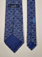 005382 Hermès tie blue tiger and monkey 5382 OA