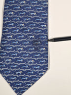 005382 Hermès tie blue tiger and monkey 5382 OA