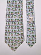 Hermès silk tie blue whimsical cow pattern 5383 OA