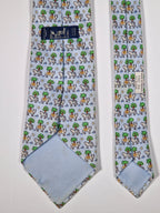 Hermès silk tie blue whimsical cow pattern 5383 OA
