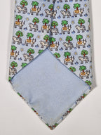 Hermès silk tie blue whimsical cow pattern 5383 OA