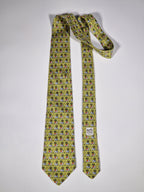 005383 Hermès tie green Whimsical cows pattern 5383 OA