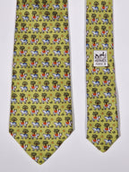 005383 Hermès tie green Whimsical cows pattern 5383 OA