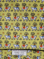 005383 Hermès tie green Whimsical cows pattern 5383 OA