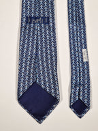 005384 Hermès silk tie blue whimsical monkeys 5384 OA