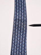 005384 Hermès silk tie blue whimsical monkeys 5384 OA