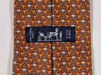 Hermès silk tie orange and brown monkey pattern 5384 oa