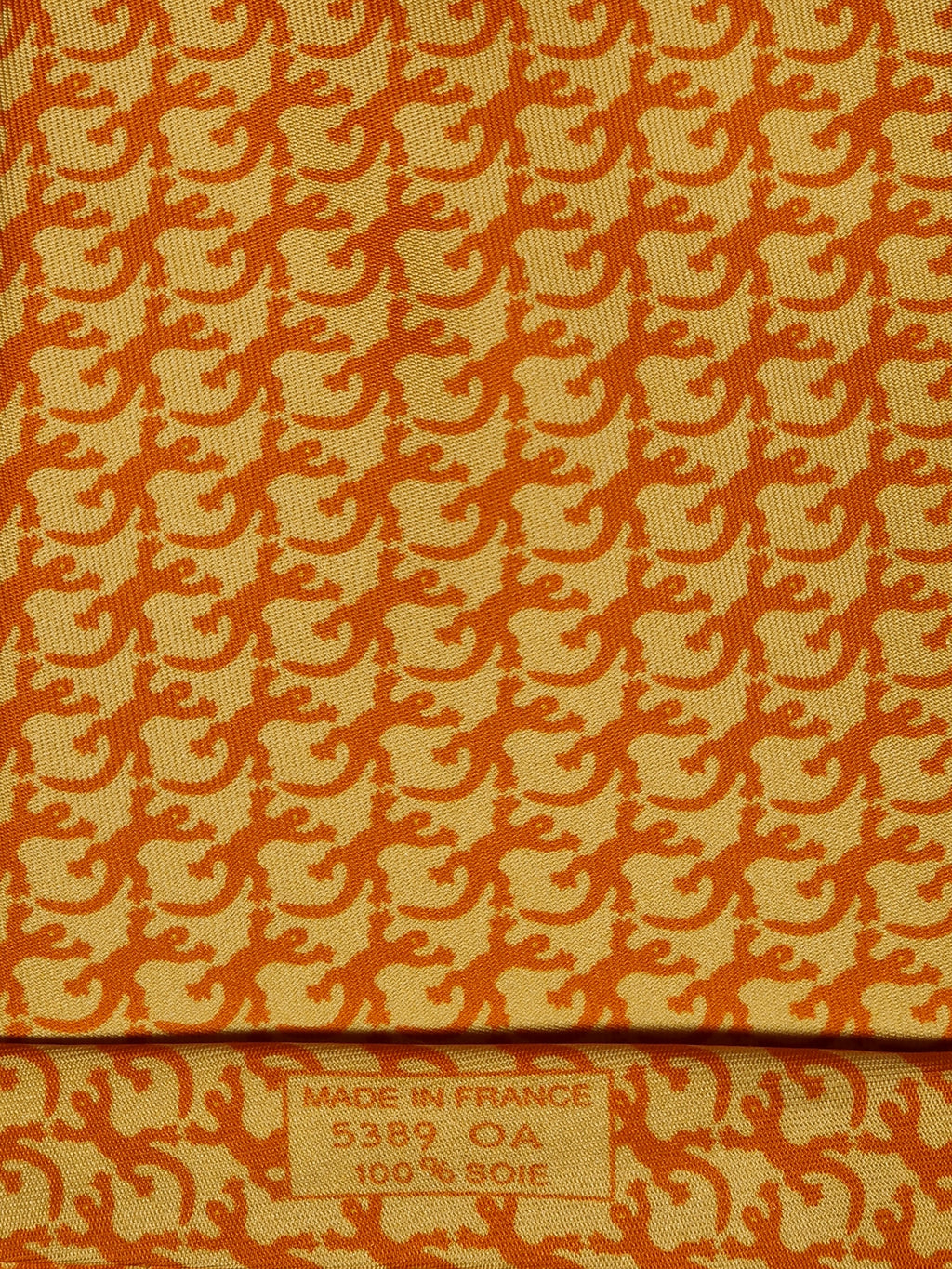 005389 Hermès tie orange Gekko pattern 5389 OA
