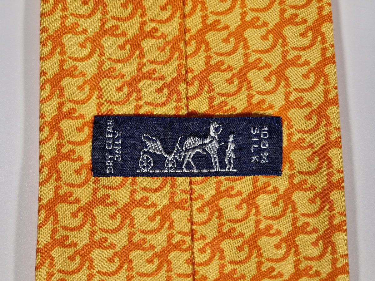 005389 Hermès tie orange Gekko pattern 5389 OA