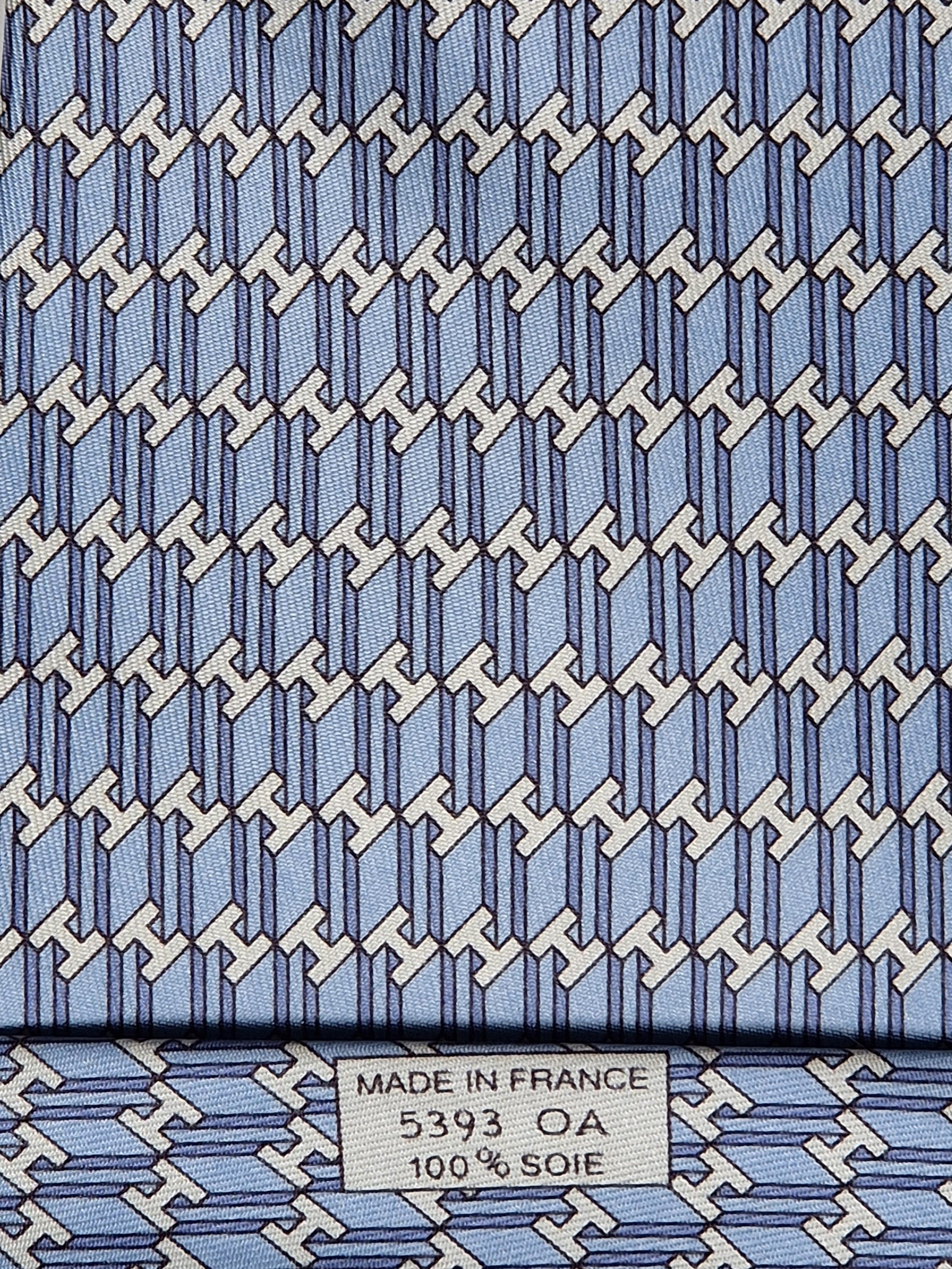 Hermès silk tie blue H pattern 5393 OA