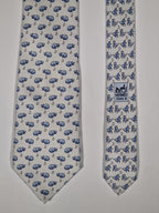 005415 Hermès tie blue whimsical cat and mouse pattern 5415 OA